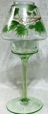 1 Blown Glass Pedestal Votive & Blown Glass Shade w/Green Foliage 8 & 1/4 inch