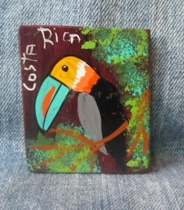 Refrigerador de recuerdo imán de pájaro tucán pintado a mano hecho a mano EBS16 - Imagen 1 de 3