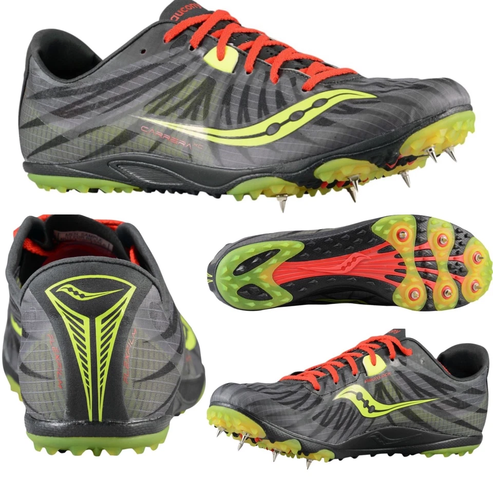 Saucony Carrera XC Pua Hombre Running Ligero Zapatillas Negro/Rojo/Citrus Bn - Imagen 1 de 1