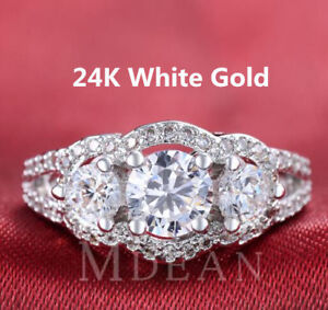 24k White Gold Filled Simulant Ring  #DS3019