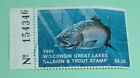 1983 Wisconsin Great Lakes Trout Salmon Fishing Signed License Stamp