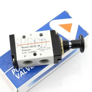 Válvula de aire neumática de control de empuje manual 3R210-08 3 vías 2 posiciones 1/4"BSPT - Imagen 1 de 4