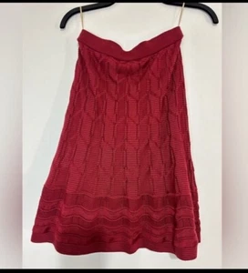 M by Missoni Classic Chevron Virgin Wool Blend Burgundy Skirt Sz 40/M NWT - Picture 1 of 9