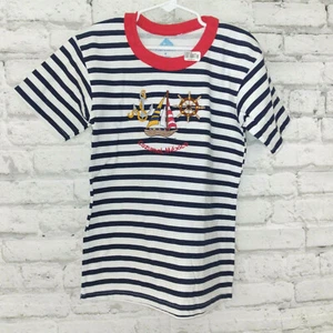 Mayan Shirt Boys Size 8 Striped Youth Kids Short Sleeve Tee Cozumel Mexico - Picture 1 of 7
