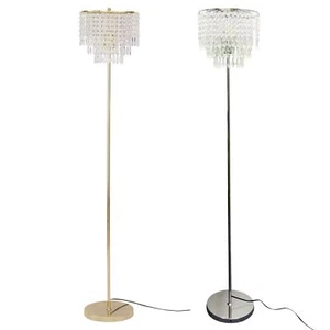 Modern Jewelled Acrylic Crystal 153cm Floor Light Standing Lamp Chrome Gold - Picture 1 of 16