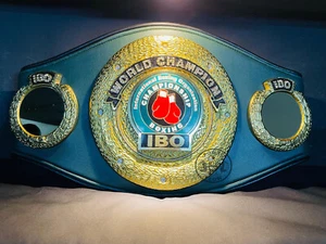 IBO International Boxing Championship Belt Leather Strap 3D Metal Plate Adult - Picture 1 of 5