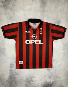 Vintage AC Milan 1997-1998 Home Kit Opel Lotto Soccer Jersey Shirt Size XL - Picture 1 of 14