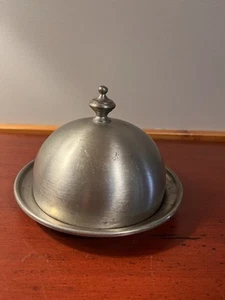 Vintage Pewter Butter/Cheese Lidded Dish With Glass Insert - Picture 1 of 15