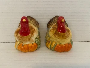 Thanksgiving Turkey Ceramic Multicolor Salt & Pepper Shakers 3" - Picture 1 of 6