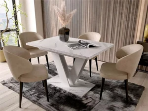 Marble Dining Table White Extendable Marble Effect Top 120 160cm 6 8 Seater Cari - Picture 1 of 9