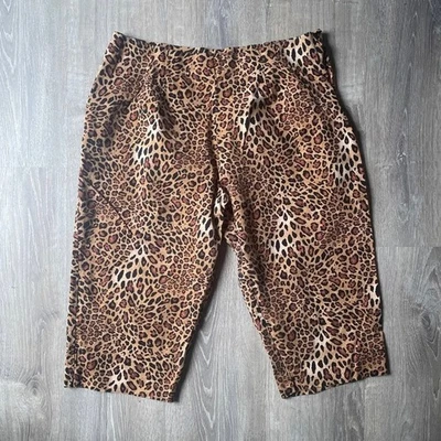 Pantalones Cortos Capri De Colección Años 90 Estampado Leopardo Tiro Alto XXL Grunge Punk Gótico Pin Up 38"w Foto 1 de 4
