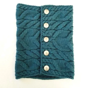 Aran Sweater Market Teal Merino Wool Cableknit Neck Warmer Infinity Scarf - Picture 1 of 3
