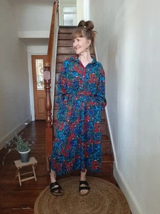 Vintage Liberty Dress Floral 1980s Cottagecore Boho Multicoloured 14 16 - Picture 1 of 11