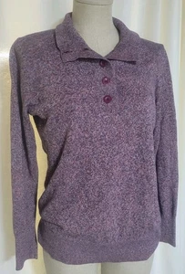Eddie Bauer Womens Purple Burgundy Henley Sweater L Preppy Outdoor Lightweight  - Picture 1 of 6