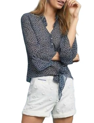 Shorts descontraído Chino by Anthropologie bordado branco bolinhas tamanho 27 - Imagem 1 de 4