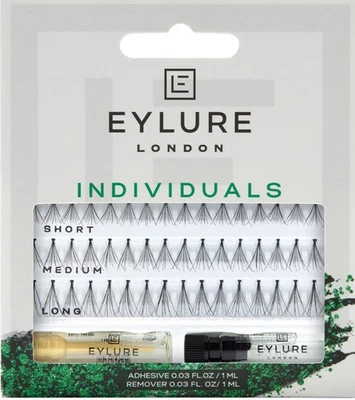 Eylure Lon. Individual Lashes – Short, Medium Long | Includes Adhesive & Remover - Image 1 of 2