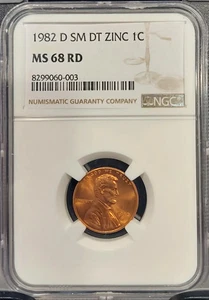 1982 D LINCOLN MEMORIAL CENT 1C SMALL DATE ZINC NGC MS 68 RD MINT UNC RED (003) - Picture 1 of 4
