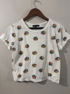 Love Peace & Lazy Days Girl's Rubik's Cube Graphic Tee Kid's Youth Size S - Picture 1 of 7