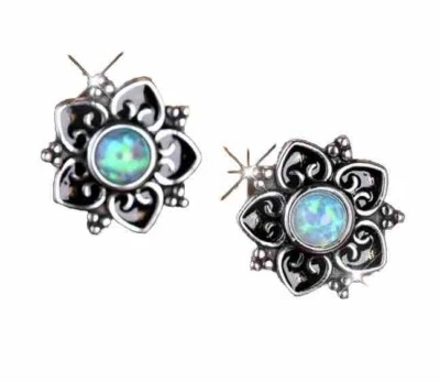 Aretes de plata de ley 925 con piedra lunar natural  Foto 1 de 4