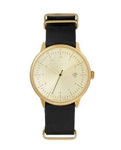 Rare Designer Watch CHPO Harold Gold-14229JJ Black Leather Strap RRP£46 - Picture 1 of 3
