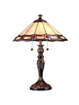 Lámpara de mesa Dale Tiffany TT101081J Aldridge Peacock, bronce antiguo Foto 1 de 4