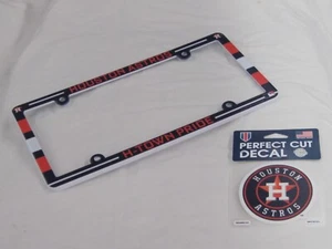HOUSTON ASTROS FAN PRIDE DEAL- PLASTIC 6" X 12" SLIM LINE FRAME / 4" DECAL NEW - Picture 1 of 1