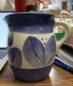 Pfaltzgraff "Villa Flora" 5" Blue Floral Graphic Stoneware Creamer ✔ - Picture 1 of 6