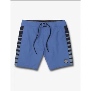 Mens Volcom Submerse Liberator 17" long Surf Trunks Striped Board Shorts Size 38 - Picture 1 of 18
