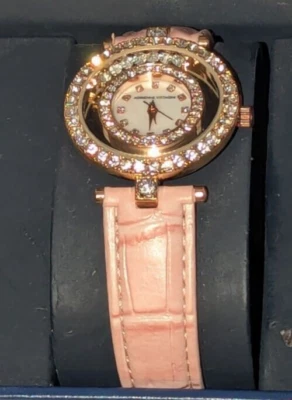 Womens Watch Rose Gold Case Pink Band W/ Crystal's Adrienne Vittadini - Image 1 of 4
