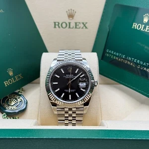 Rolex Datejust 41 Black Stick Dial Fluted Bezel Jubilee Bracelet 2020 - Picture 1 of 8