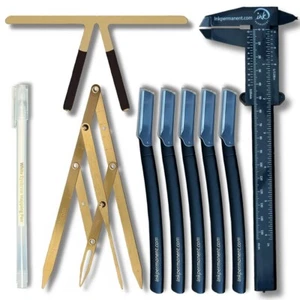 Eyebrow Mapping Kit for Microblading Eyebrow Shaping Tool 9 Piece Set 5 Razors - Picture 1 of 2