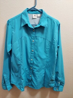 WhiteSierra Womens Long Roll Tab Sleeve Vented Fishing Shirt Blue Size Medium - Image 1 of 4