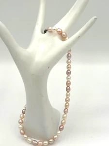 Collar Perlas Cultivadas Rosa Crema Pastel Blanco 7-8mm 16.5" Caja Original - Imagen 1 de 5