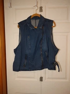 Woman's Heavy Blue Denim Zip Vest-2X-Unbranded - Picture 1 of 12