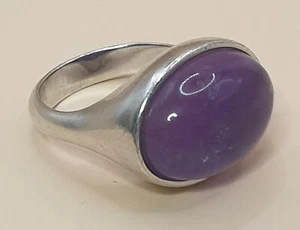 Anillo Cabujón Amatista Natural Plata 925 Talla 53 (16,8 mm Ø) Punzonado - Imagen 1 de 8