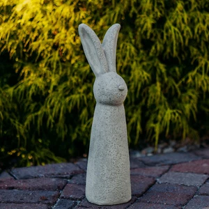 Steinfigur große Oster-Deko Hase H. 50 cm, 8 kg, Grau, frostsicher Steinguss - Bild 1 von 10