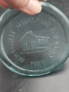 1976 Bedensville School House Restoration Aqua Glass Suncatcher. Sommerset, NJ - Picture 1 of 3