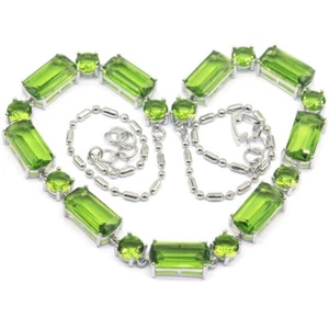 Collar SheCrown 28,8 g peridoto verde mujer boda plata longitud 20-21" - Imagen 1 de 2