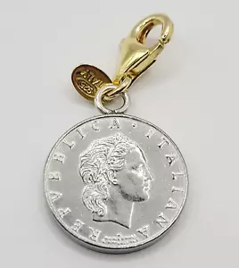 Ciondolo moneta piccola Italia 1992 Repubblica Italiana L50 lire argento 925 con clip - Foto 1 di 7