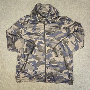 Adidas Jacket Mens XLARGE grey Windbreaker camouflage Hooded Winter Size XL - Picture 1 of 8