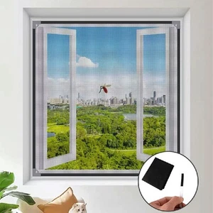 Large Insect Mosquito Net Screen Black Window Mesh Fly Bug Blocker 150x129cm - Picture 1 of 12