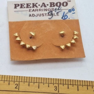 Peek-A-Boo Ohrstecker goldfarben Herz verstellbar - Bild 1 von 2