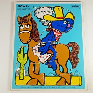 Vtg Sesame Street Grover Backwards Horse 10 Piece Puzzle Wooden 1976 Playskool - Picture 1 of 11