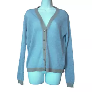 Meme Road Women's Medium Gray Sparkly Button Front Cardigan Sweater - Picture 1 of 5
