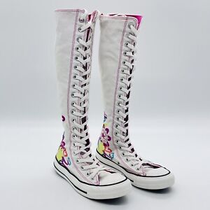 Chaussures hautes genou florales blanches Converse All-Star Chuck Taylor pour femmes taille 5 dentelle américaine