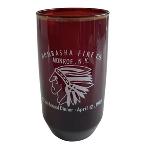 1980 Anchor Hocking Royal Ruby Tumbler 5" Mombasha Fire Co. Monroe New York - Picture 1 of 3