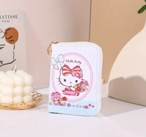 Kawaii Hello Kitty With Flowers Small Zip Around Wallet - Picture 1 of 3