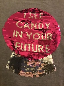 Cat & Jack Crystal Ball See Candy Fortune Teller Sequin Girls Shirt XS S M L XL - Picture 1 of 9