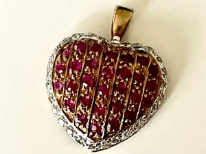 CIONDOLO CUORE con RUBINO E DIAMANTI ORO 333/8 CARATI amore - Foto 1 di 6