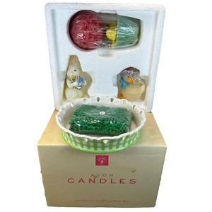 AVON Decorative Spring CANDLE Set Easter Rabbit Duck Garden Ceramic Dish VNTG 02 - Picture 1 of 24